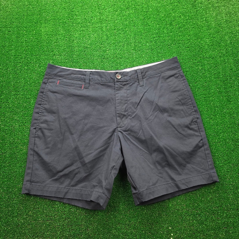 Untuckit St Vincent Shorts Mens 34 Navy Blue Chino Stretch Flat Front 7" Inseam